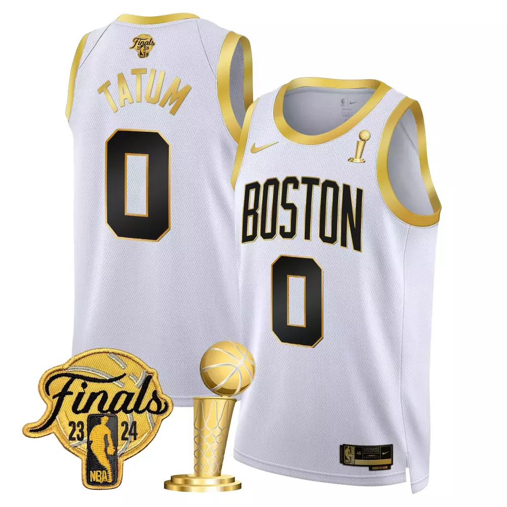 jayson tatum white gold mens boston celtics 2024 final champions patch swingman jersey all stitched