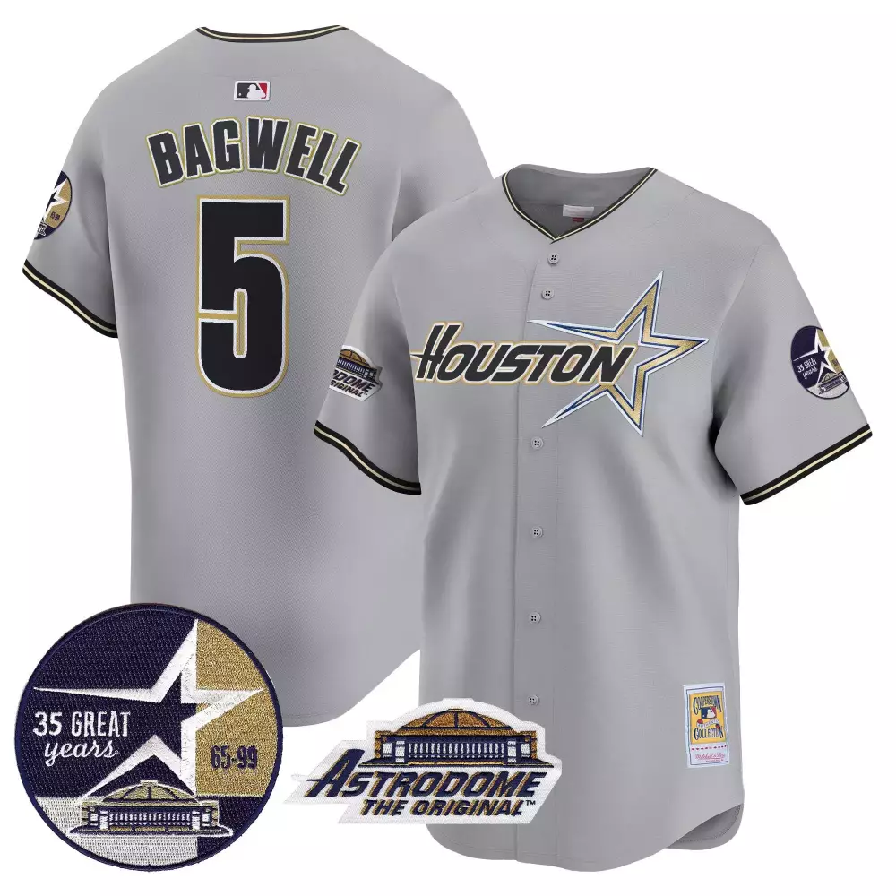 jeff bagwell gray mens houston astros 1999 throwback 35th astrodome patch vapor premier limited jersey v2 all stitched