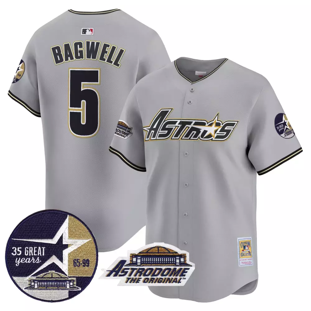 jeff bagwell gray mens houston astros 1999 throwback 35th astrodome patch vapor premier limited jersey v2 all stitched