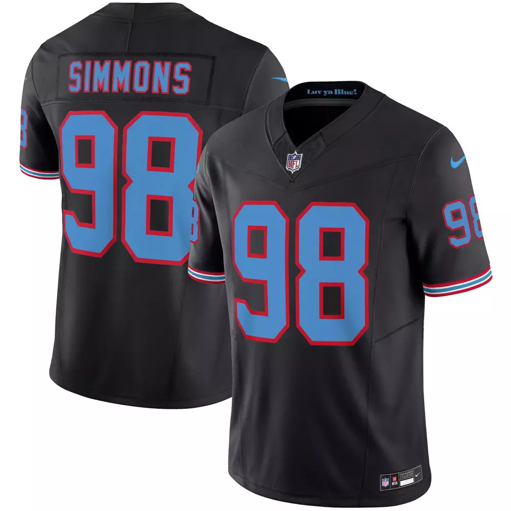 jeffery simmons black mens tennessee titans throwback limited vapor jersey all stitched
