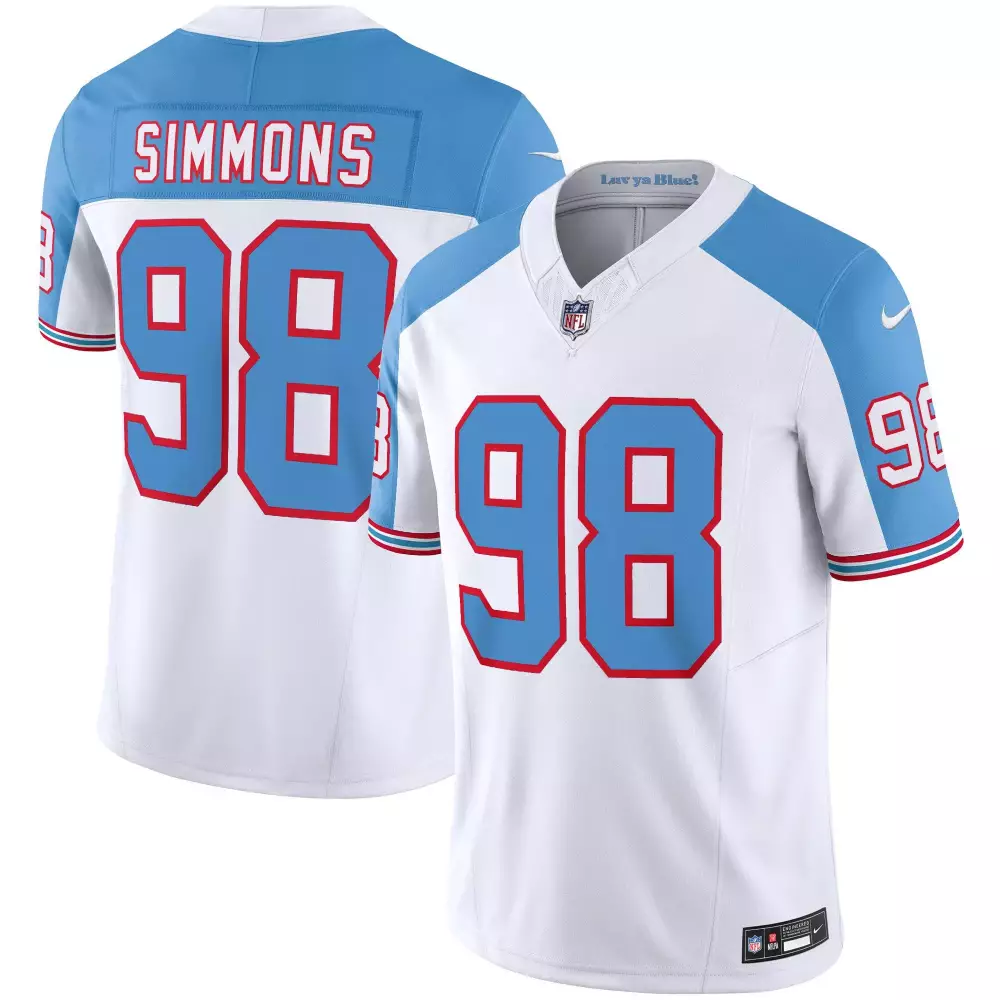 jeffery simmons youth tennessee titans throwback white alternate limited vapor jersey all stitched