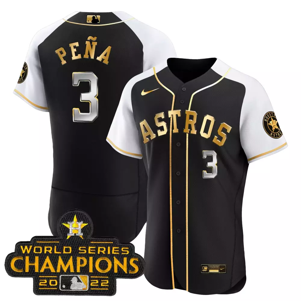 Jeremy Pena 2023 Gold Alternate Jersey | Black Gold Flex Base V2 | Limited Edition Astros Fan Gear | For Men, Women & Youth