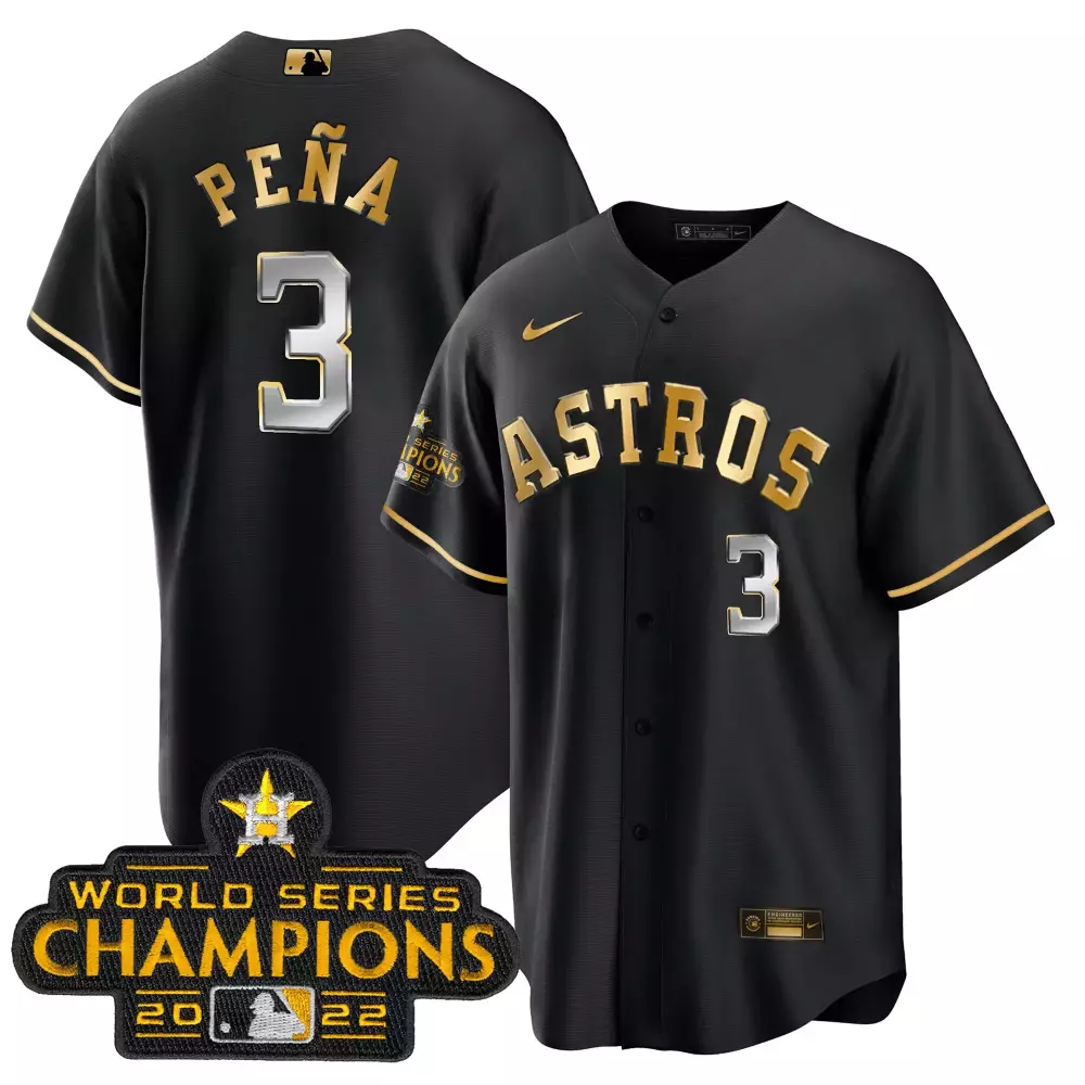 Jeremy Pena 2023 Gold Alternate Jersey | Black Gold Flex Base V2 | Limited Edition Astros Fan Gear | For Men, Women & Youth