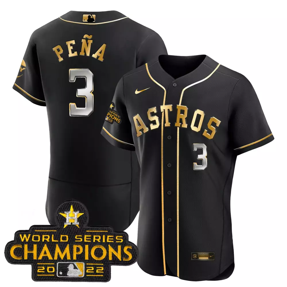 Jeremy Pena 2023 Gold Alternate Jersey | Black Gold Flex Base V2 | Limited Edition Astros Fan Gear | For Men, Women & Youth