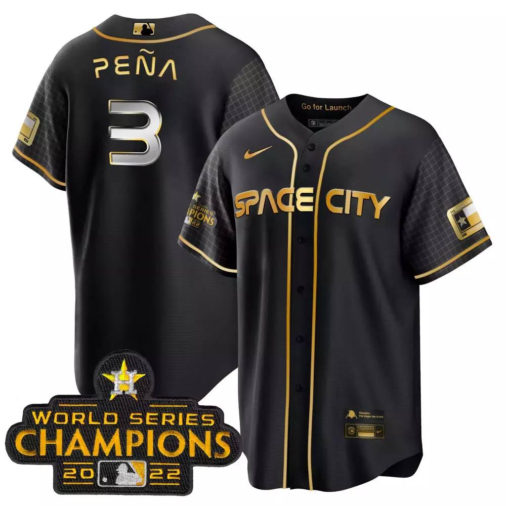 Jeremy Pena 2023 Gold Alternate Jersey | Black Gold Flex Base V2 | Limited Edition Astros Fan Gear | For Men, Women & Youth