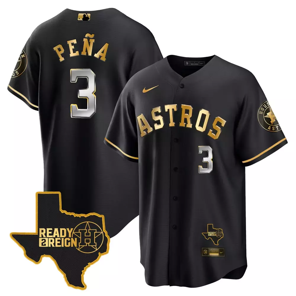 Jeremy Pena 2023 Space City Champions Flex Jersey | Black Gold Stitched | Limited Edition Astros Fan Gear | For Men, Women & Youth