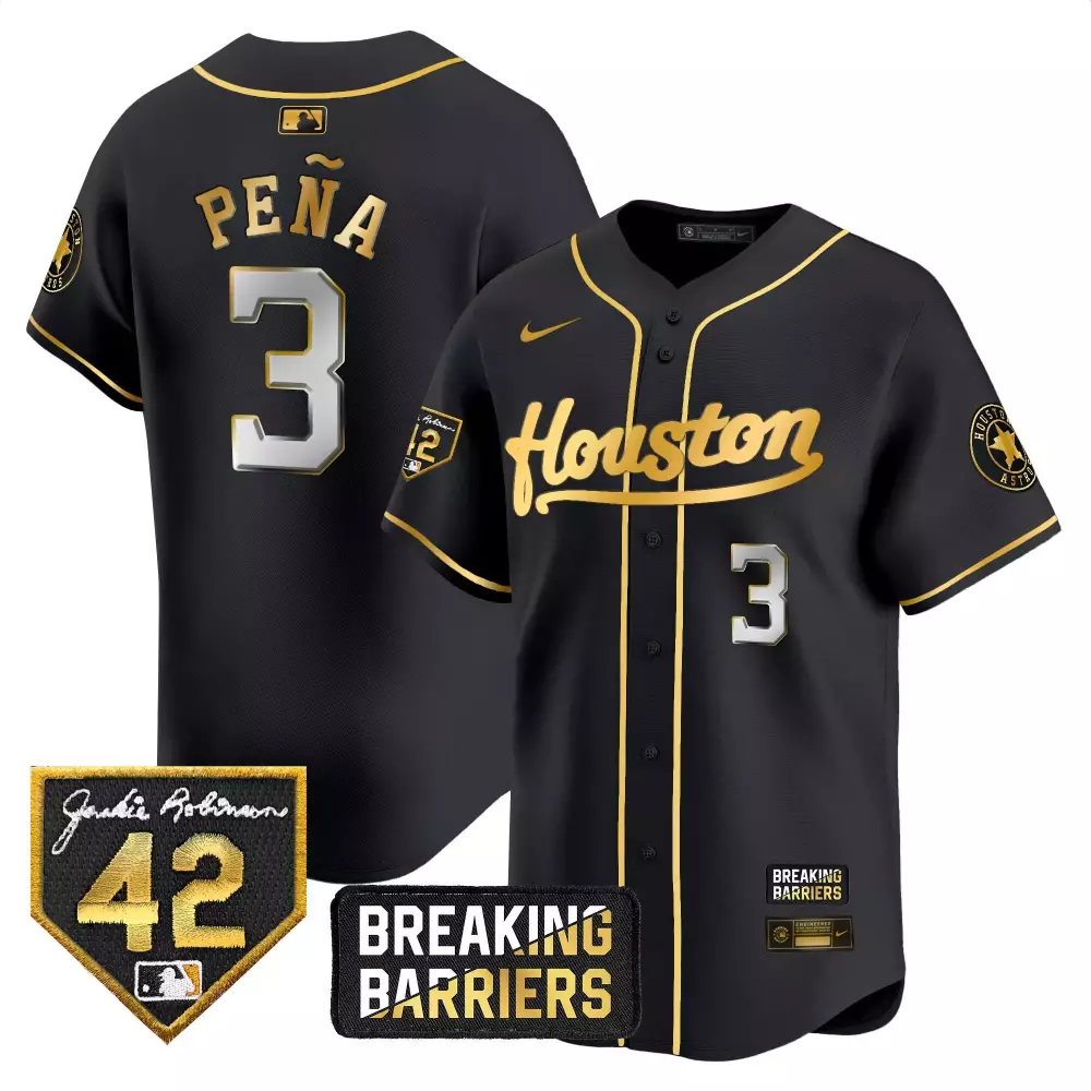 Jeremy Pena Jackie Robinson Breaking Barriers Patch Jersey | Black Gold Vapor Premier Limited | Limited Edition Astros Fan Gear | For Men, Women & Youth
