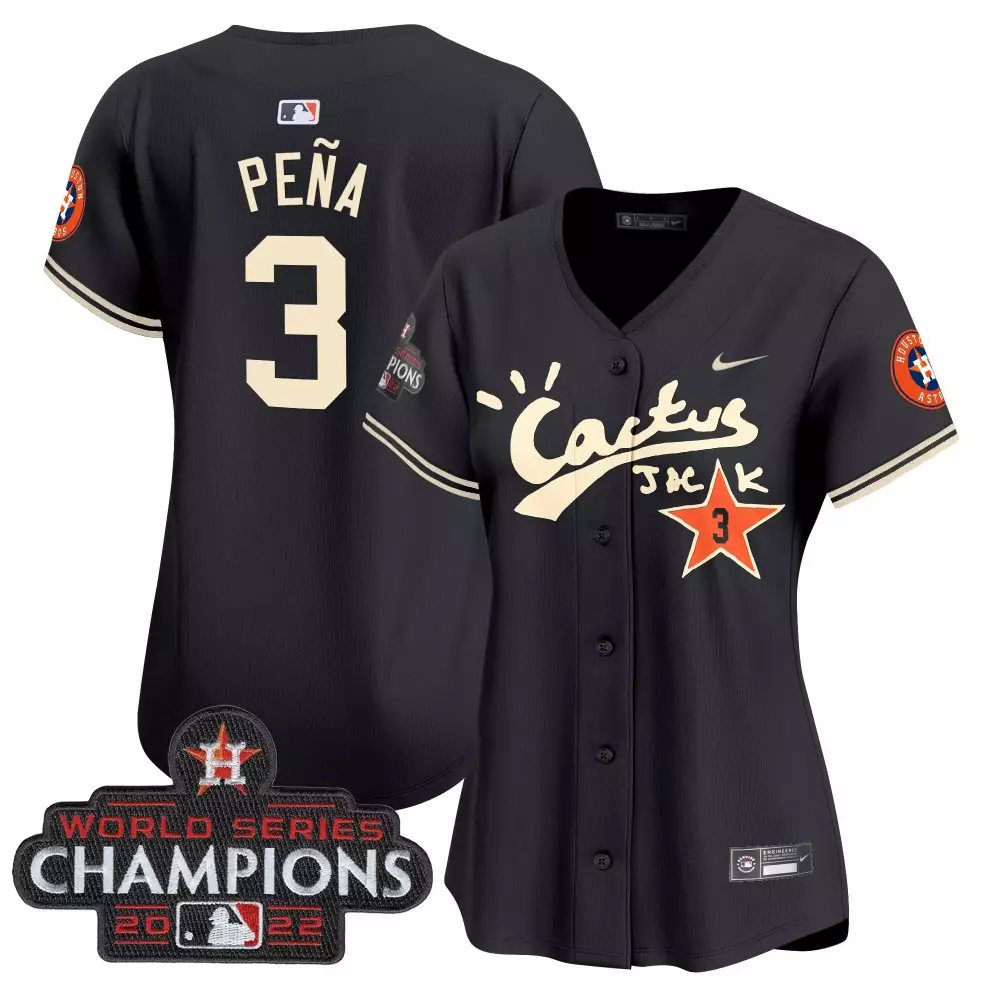 Jeremy Pena Houston Astros Black Women's Cactus Jack Celebrity Softball Game Patch Vapor Premier Limited Jersey V2 | All Stitched Fan Gear | For Women