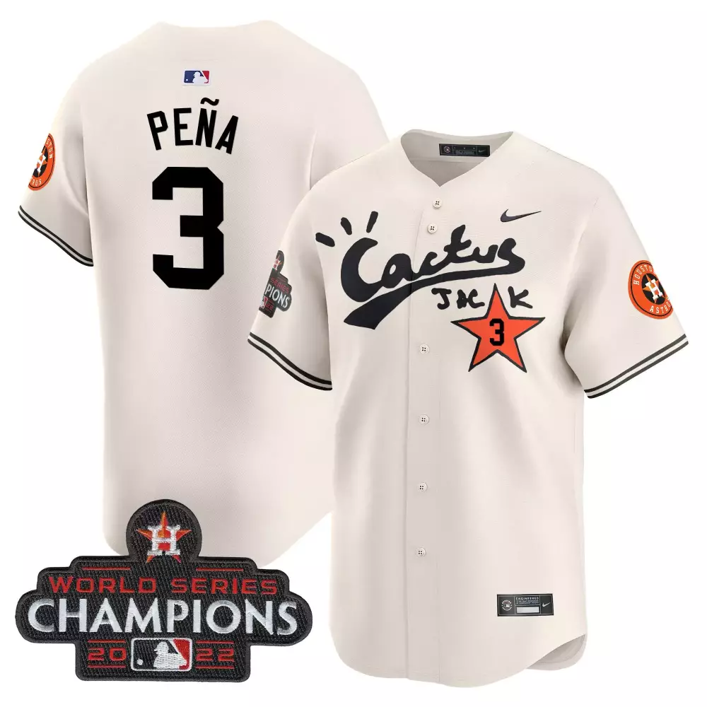 Jeremy Pena Houston Astros 2023 Champions Patch Vapor Gold Stitched Jersey | All Stitched | Limited Edition Fan Gear | For Men, Women & Youth
