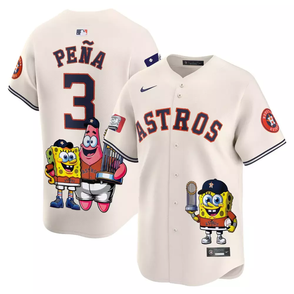 jeremy pena cream unisex houston astros spongebob squarepants vapor premier limited jersey printed