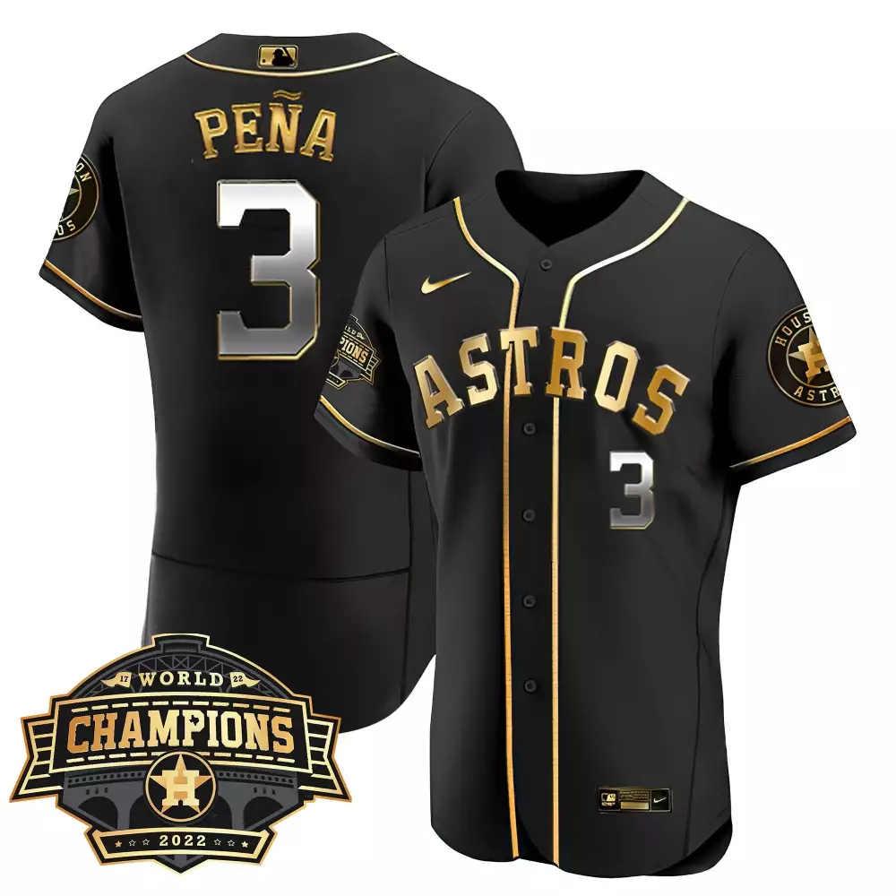 Youth Jeremy Pena Houston Astros 2022 World Series Champions Flex Black Jersey | Stitched Fan Gear | For Youth
