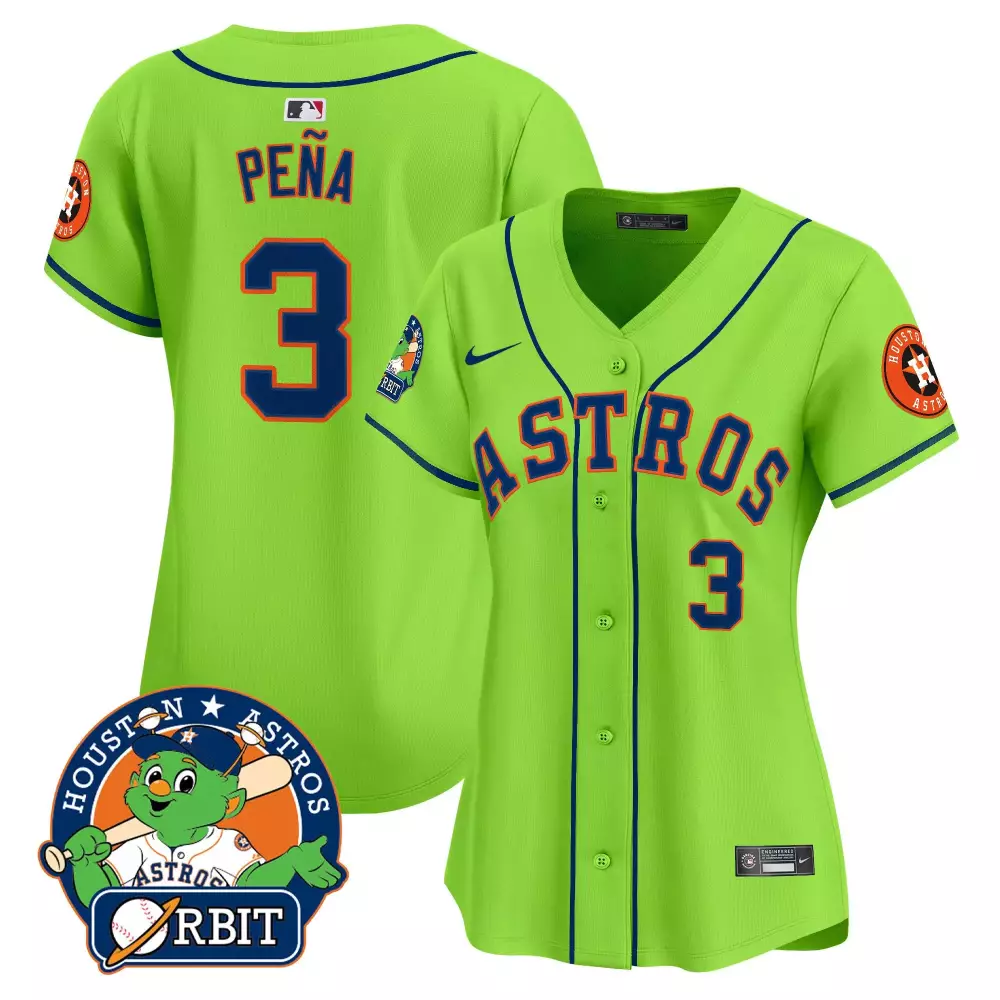 Jeremy Pena Houston Astros Green Women's Orbit Patch Vapor Premier Limited Jersey | All Stitched | Fan Gear for Game Day | For Men, Women & Youth