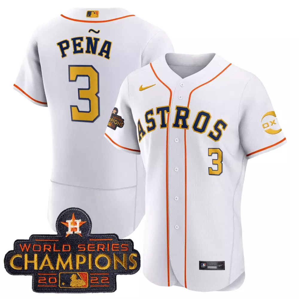Jeremy Pena Houston Astros 2022 Champions Gold Rush Oxy Patch Stitched Jersey | Flex Base | Limited Edition Fan Gear | For Men, Women & Youth