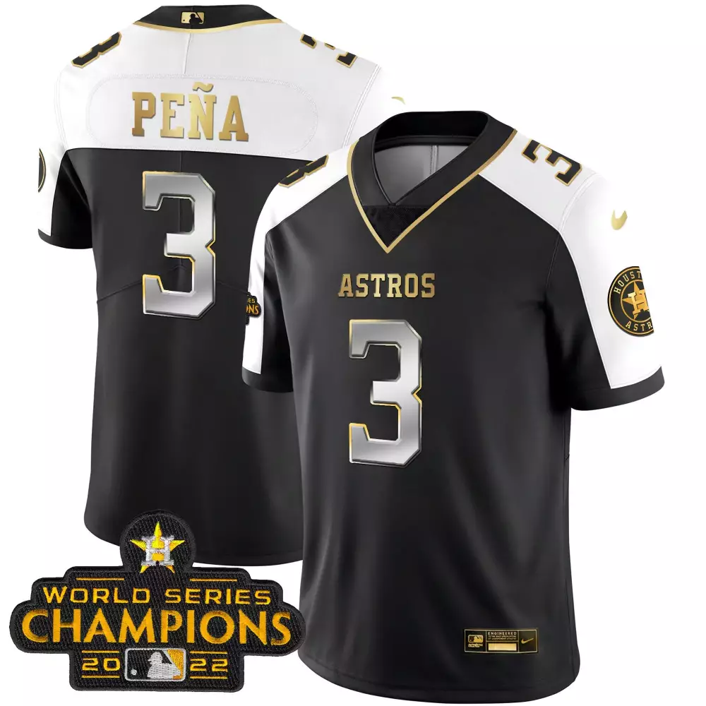 Jeremy Pena Houston Astros 2023 Champions Patch Vapor Gold Stitched Jersey | All Stitched | Limited Edition Fan Gear | For Men, Women & Youth