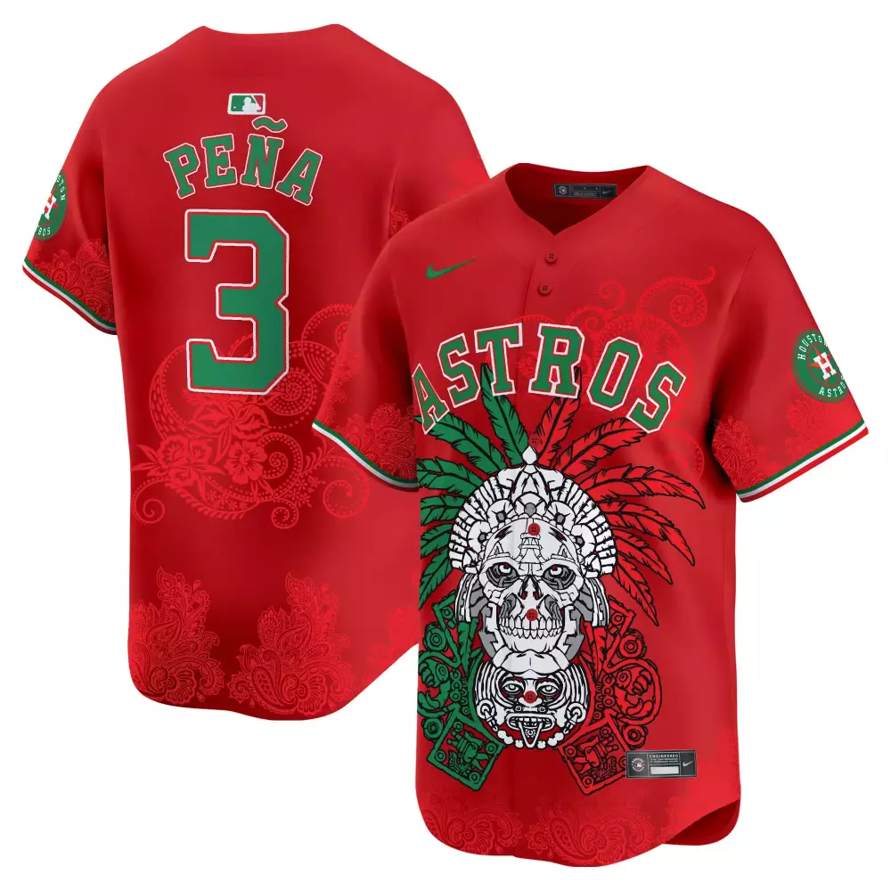 jeremy pena red mens houston astros aztec warrior skull vapor premier limited jersey v2 printed