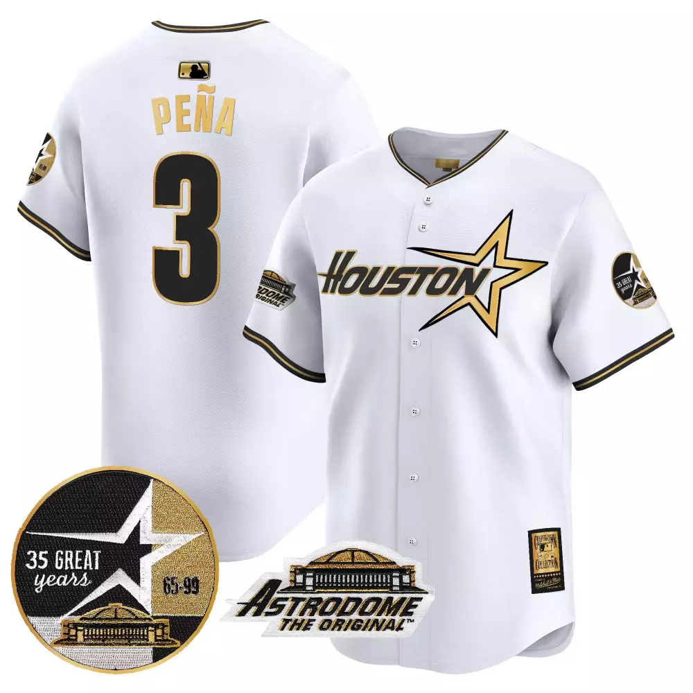 Jeremy Pena 1999 Throwback Astros Jersey | White Gold Stitched | Limited Edition Fan Gear | For Men, Women & Youth