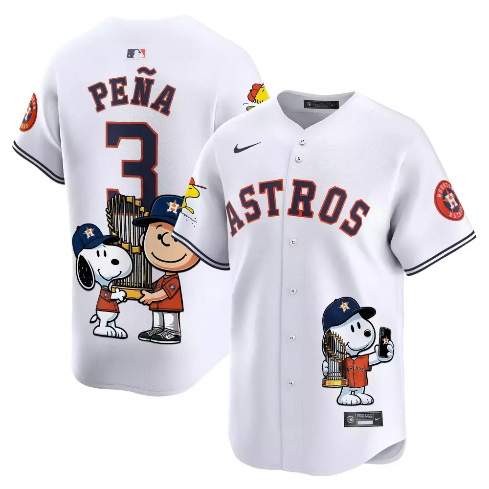 jeremy pena white unisex houston astros peanut snoopy vapor premier limited jersey printed