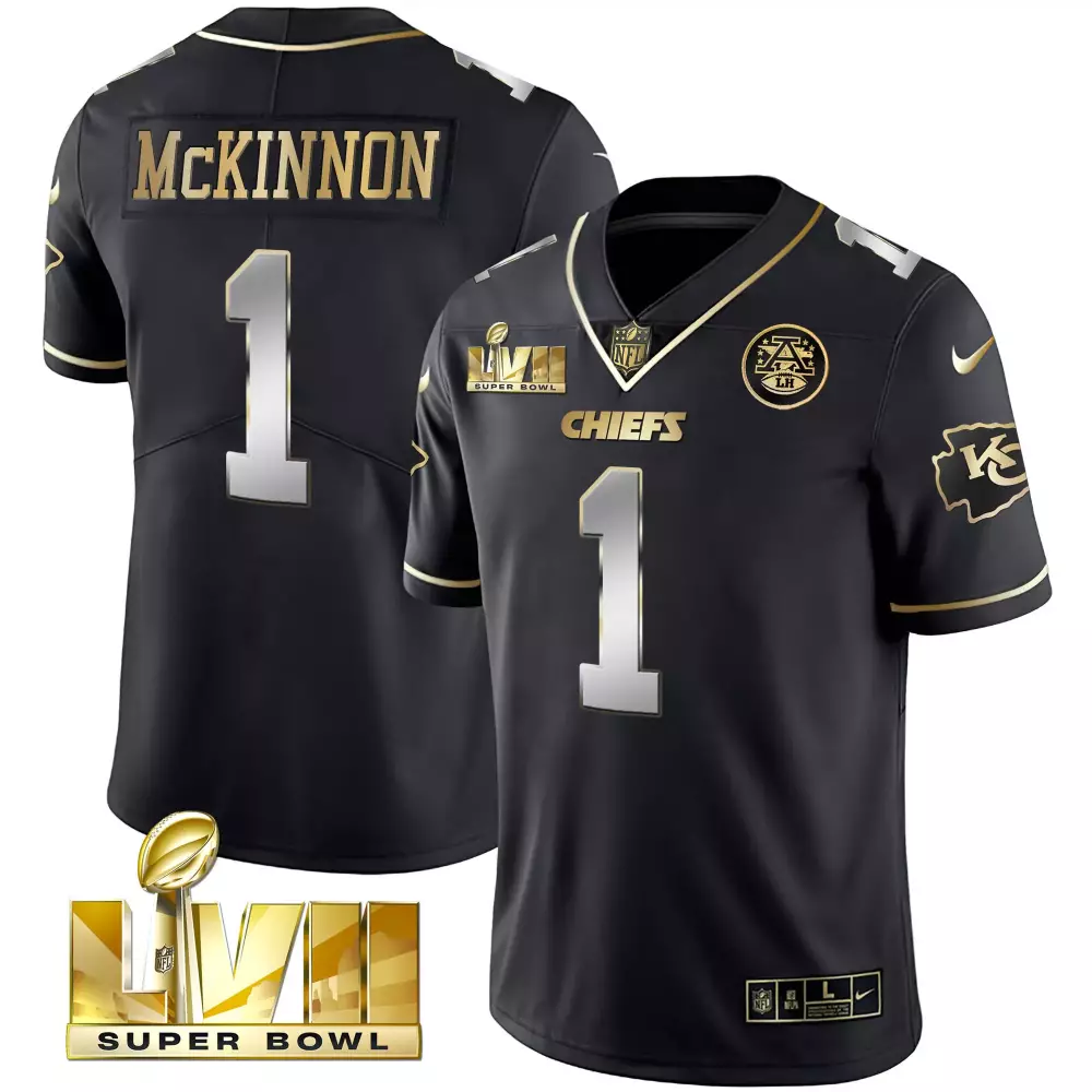 jerick mckinnon black limited mens kansas city chiefs super bowl lvii vapor player jersey all stitched