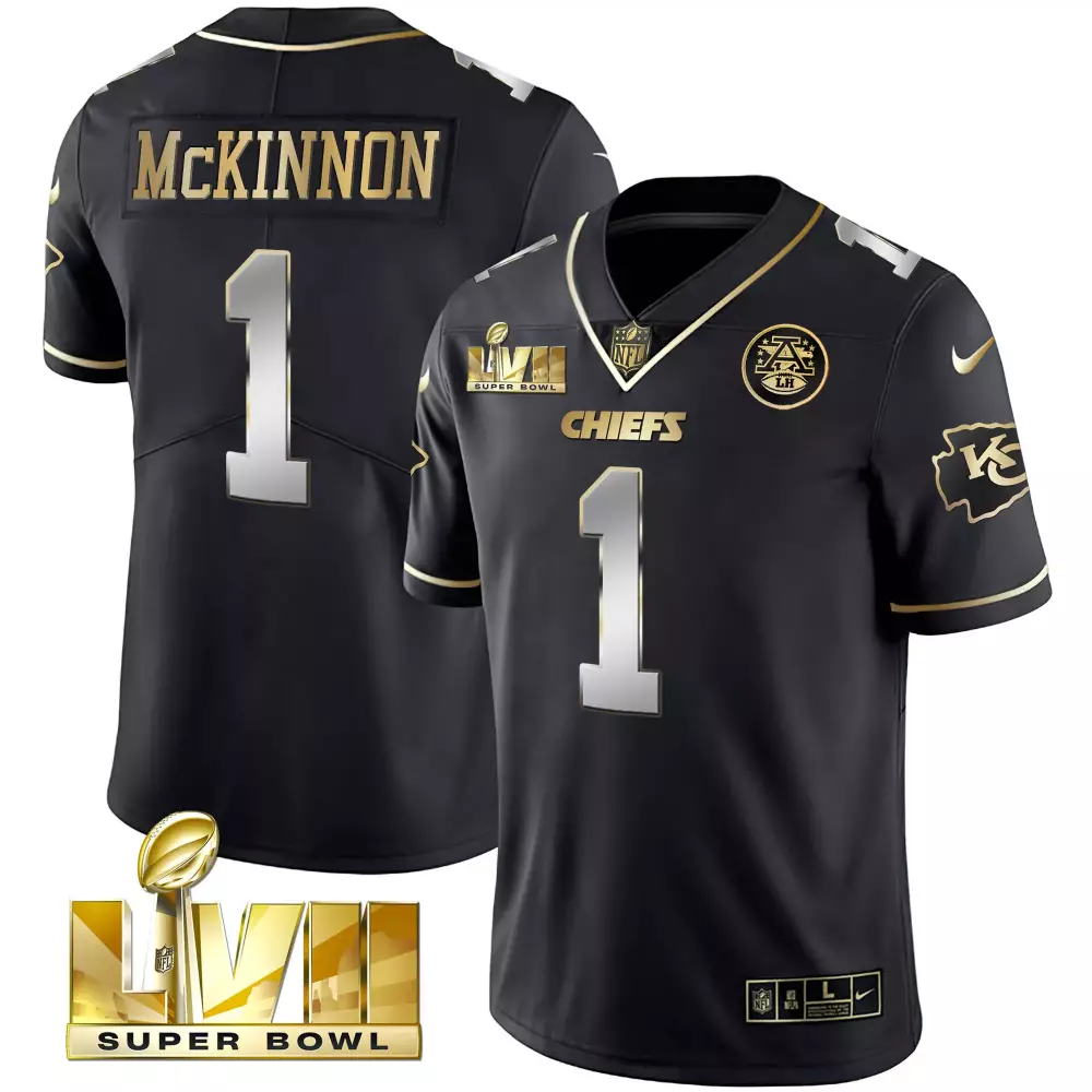 jerick mckinnon black limited mens kansas city chiefs super bowl lvii vapor player jersey all stitched