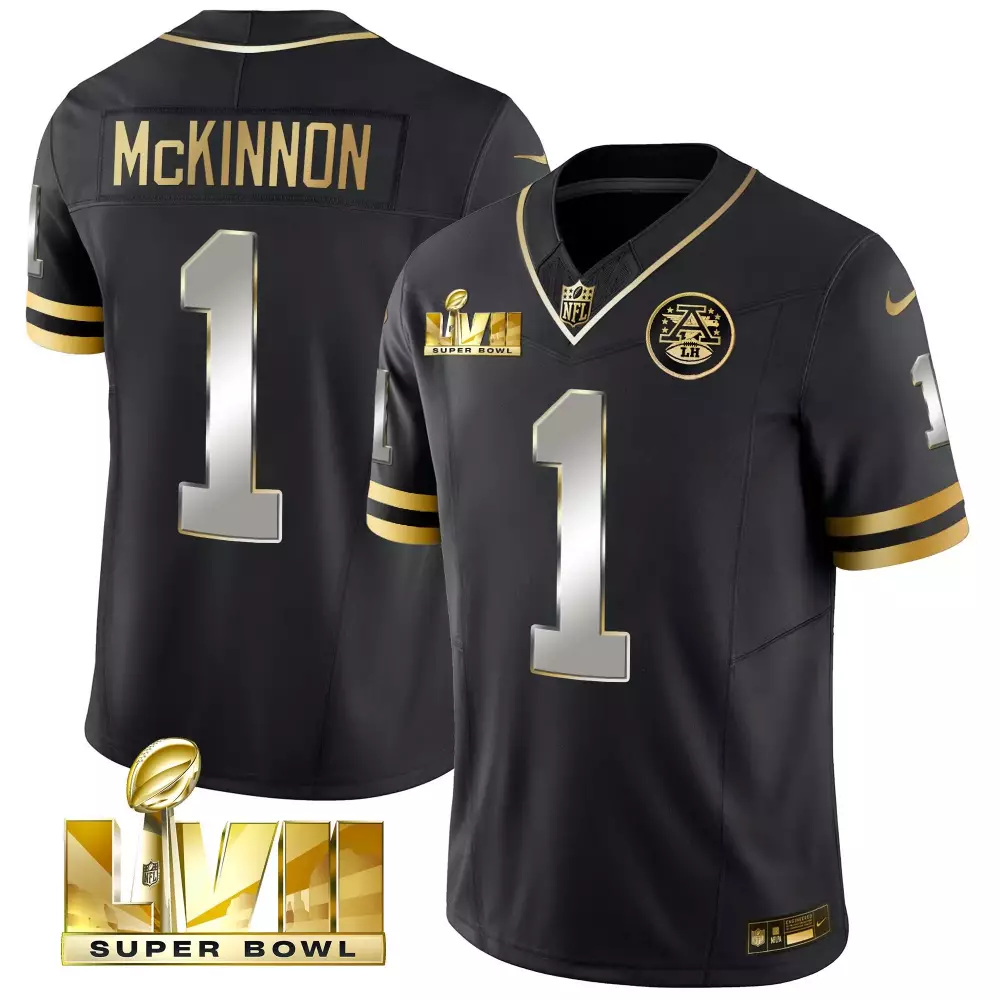 jerick mckinnon black limited mens kansas city chiefs super bowl lvii vapor player jersey all stitched