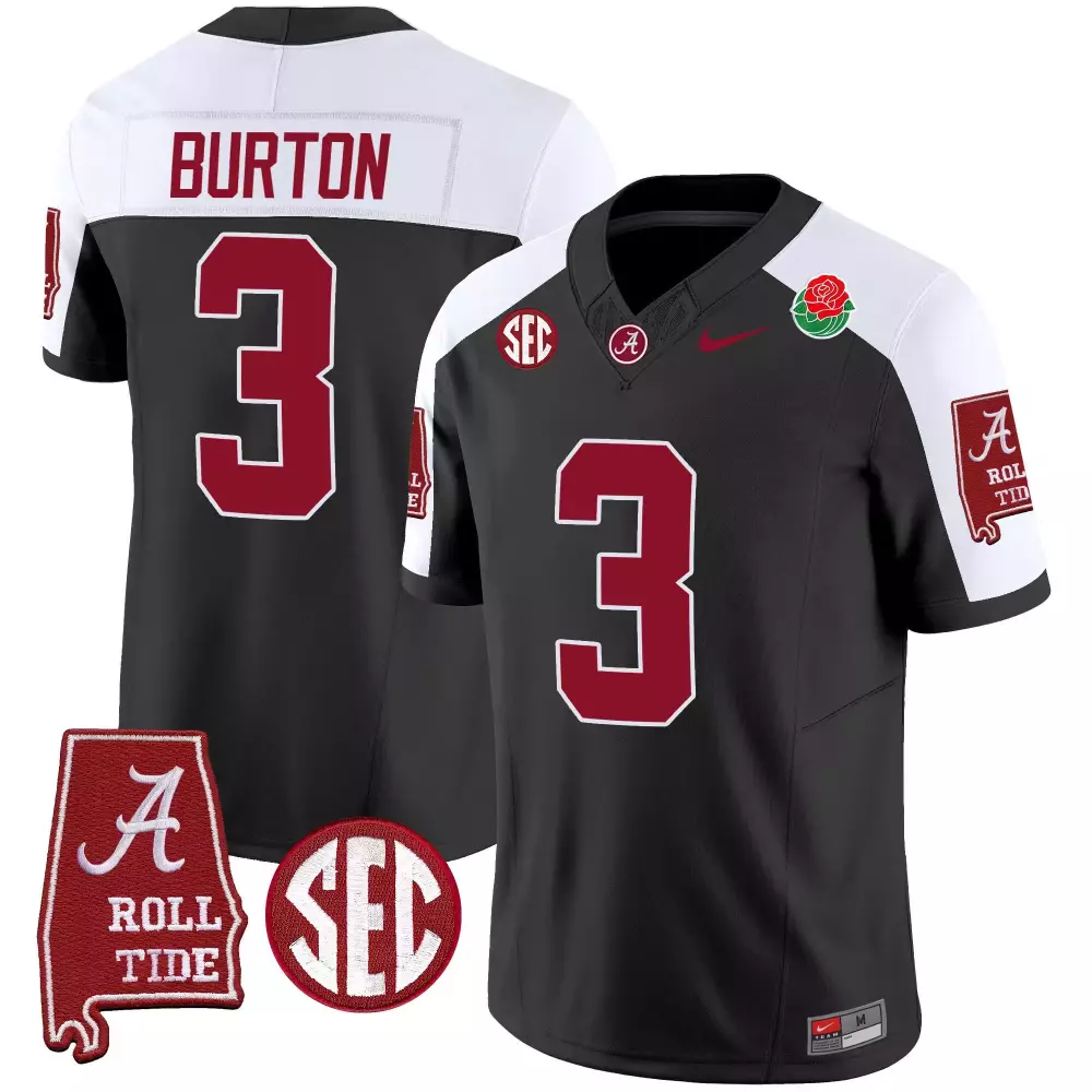 jermaine burton black alternate mens alabama crimson tide rose bowl patch vapor jersey all stitched