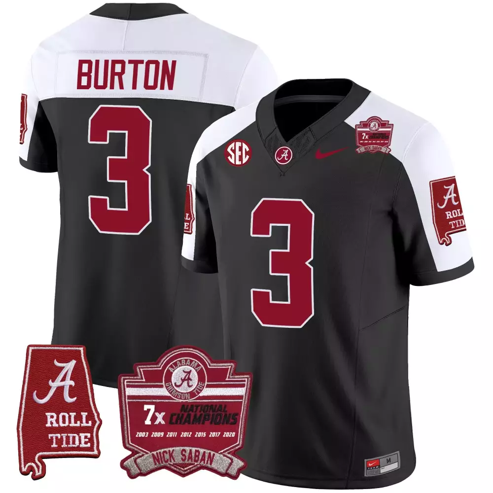 jermaine burton black alternate youths alabama crimson tide nick saban 7x champions patch vapor jersey all stitched