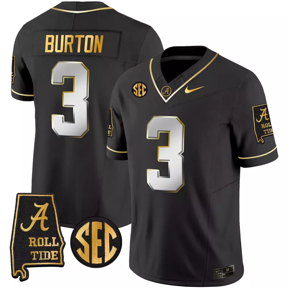 jermaine burton black limited mens alabama crimson tide vapor gold jersey v3 alabama map all stitched