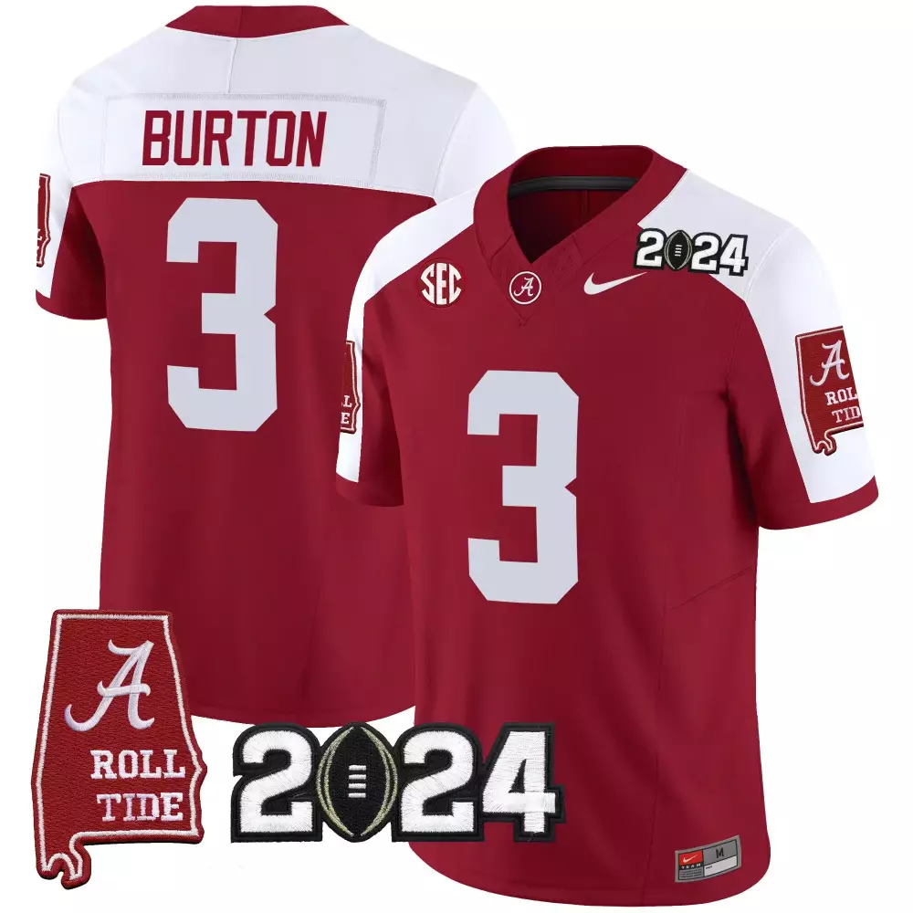 jermaine burton crimson alternate mens alabama crimson tide 2024 vapor limited jersey all stitched