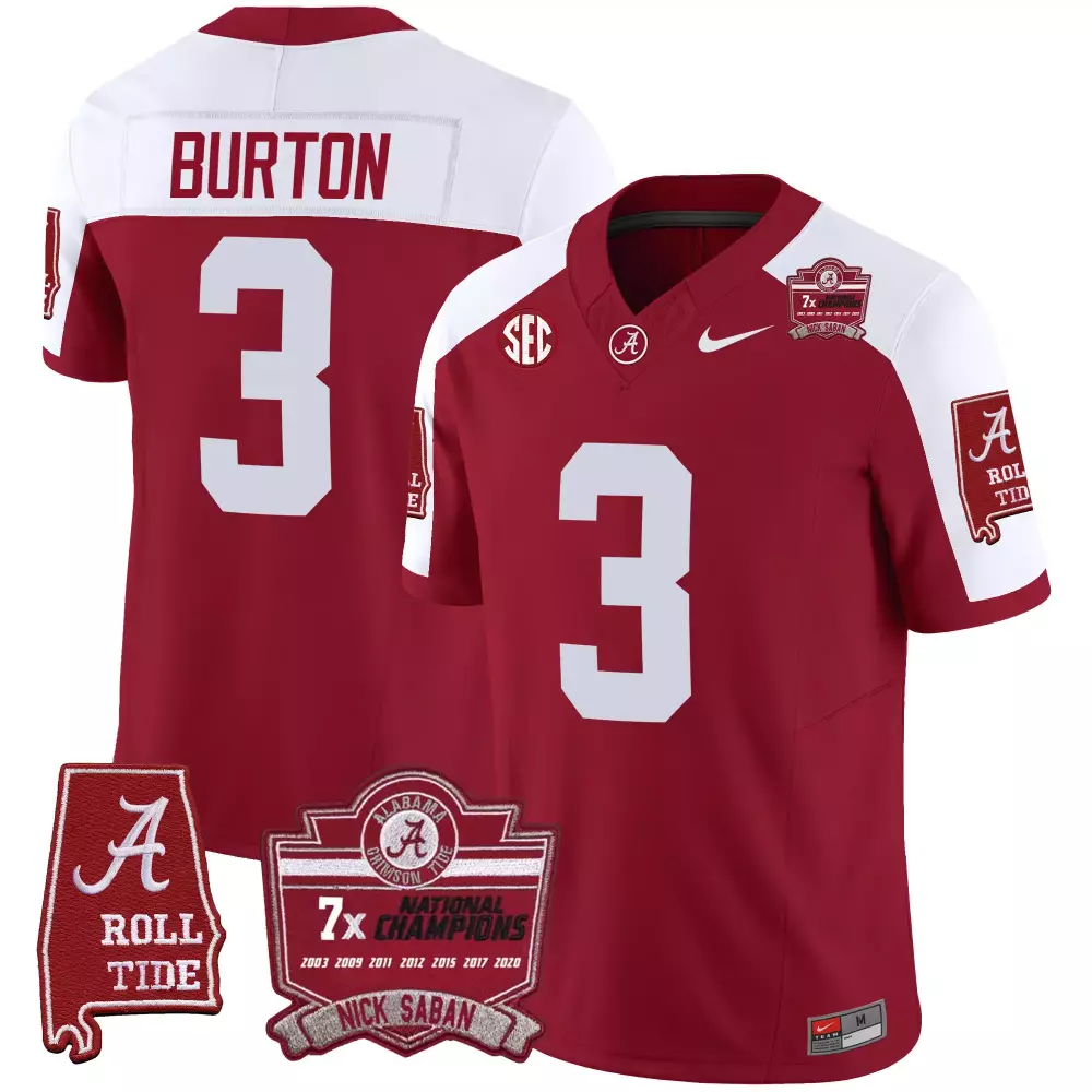 jermaine burton crimson alternate mens alabama crimson tide nick saban 7x champions patch vapor jersey all stitched