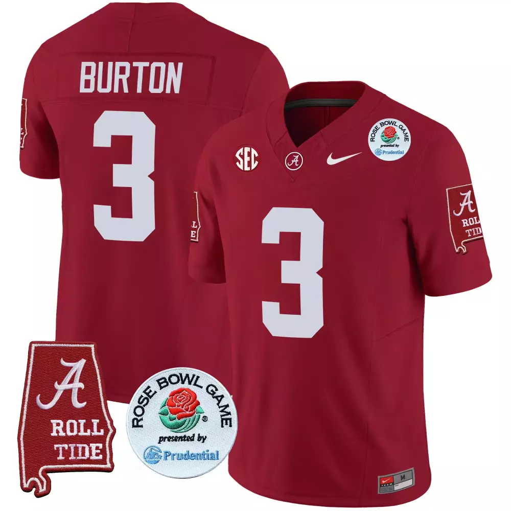jermaine burton crimson mens alabama crimson tide rose bowl patch vapor limited jersey all stitched