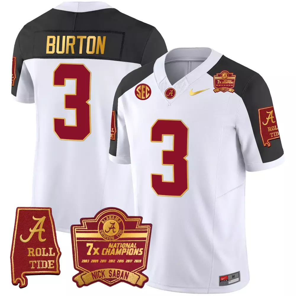 jermaine burton inverted youths alabama crimson tide nick saban 7x champions patch gold trim jersey all stitched