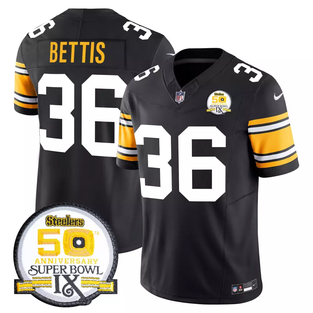 jerome bettis 1975 throwback mens pittsburgh steelers 50th anniversary of super bowl ix patch vapor limited jersey all s