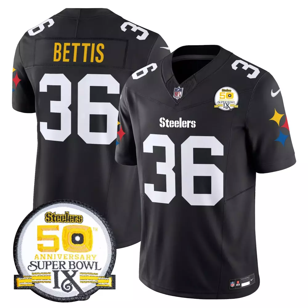 jerome bettis 1975 throwback mens pittsburgh steelers 50th anniversary of super bowl ix patch vapor limited jersey all s