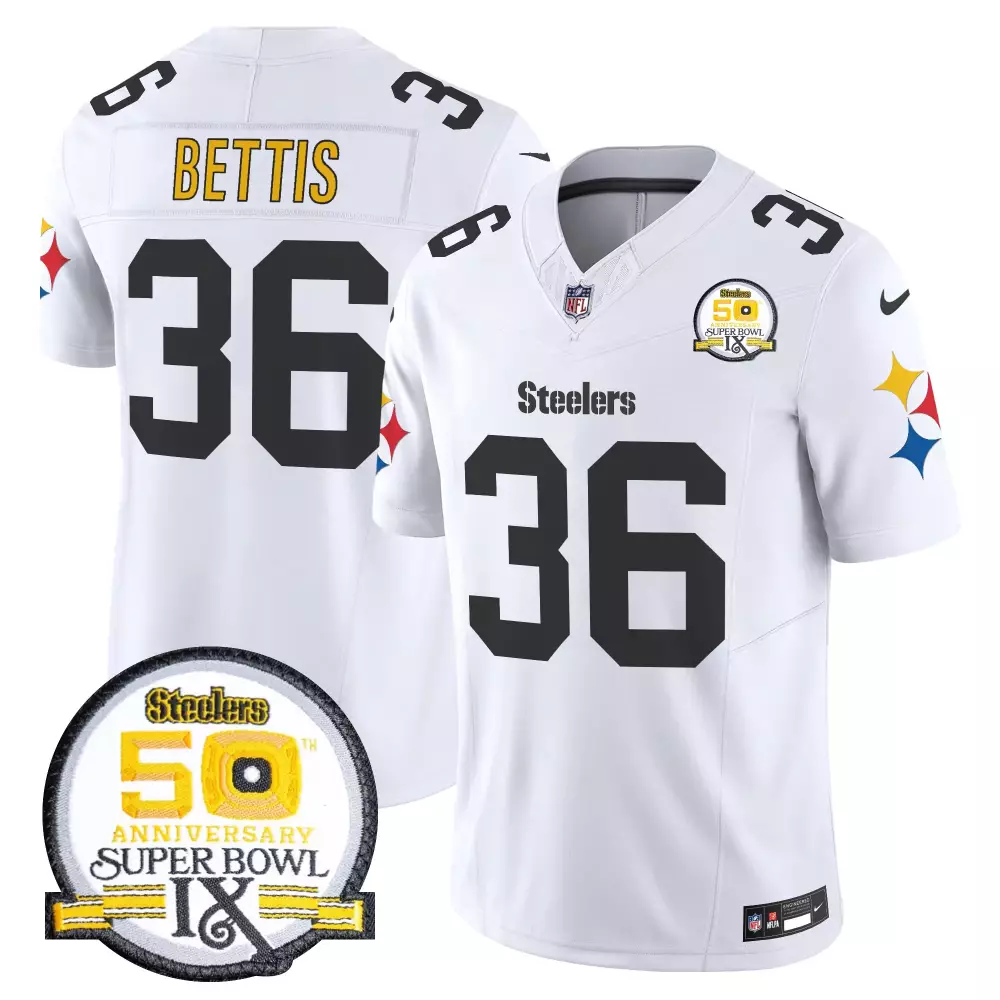 jerome bettis 1975 white mens pittsburgh steelers 50th anniversary of super bowl ix patch vapor limited jersey v2 all st
