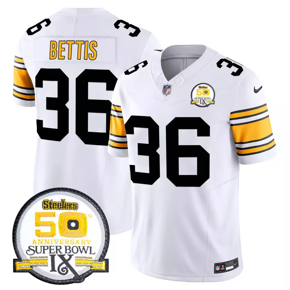 jerome bettis 1975 white mens pittsburgh steelers 50th anniversary of super bowl ix patch vapor limited jersey v2 all st