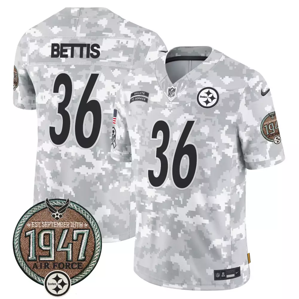 jerome bettis air force mens pittsburgh steelers 2024 salute to service establishment year patch vapor limited jersey al