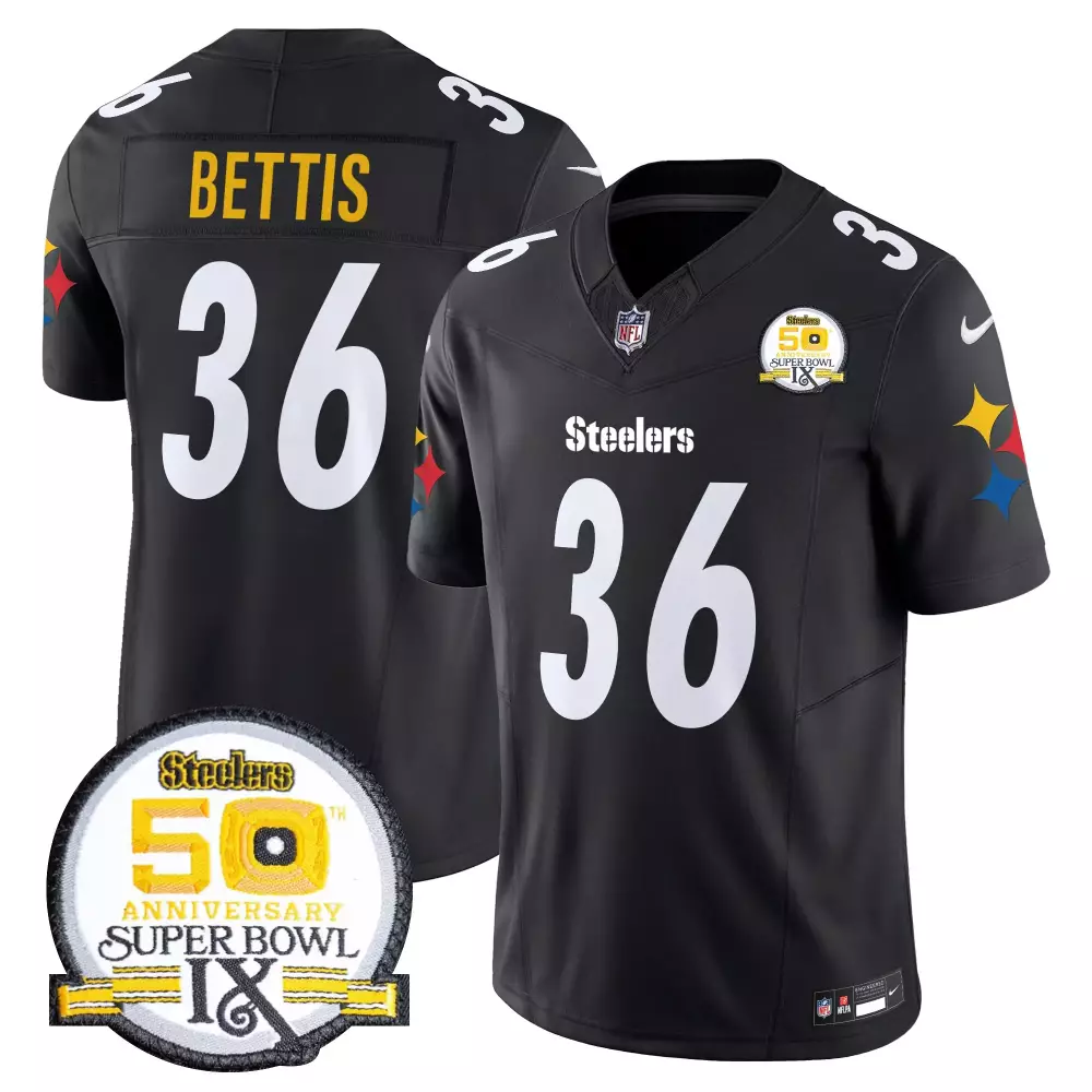 jerome bettis black mens pittsburgh steelers 50th anniversary of super bowl ix map patch vapor limited jersey all stitch