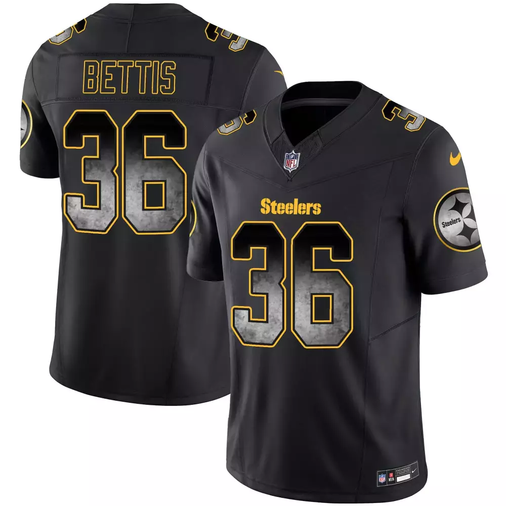 jerome bettis black mens pittsburgh steelers arch smoke 412 patch vapor limited jersey all stitched