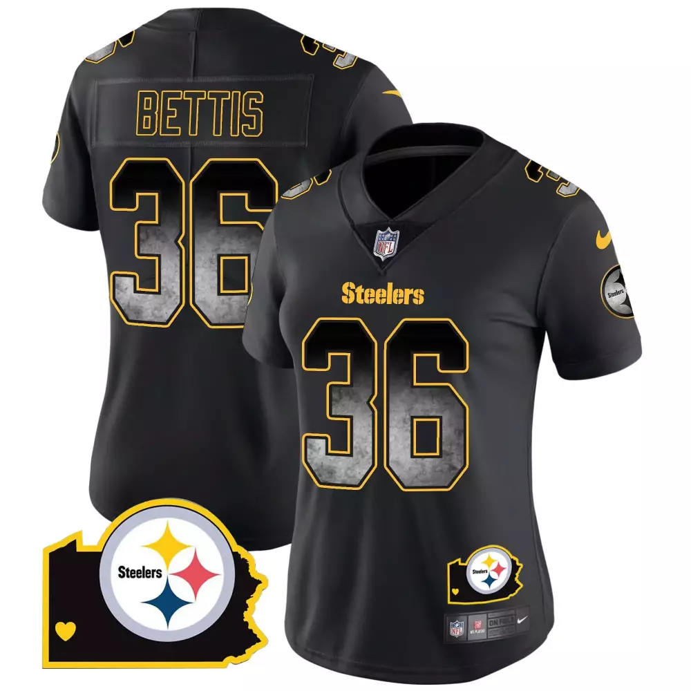 jerome bettis black womens pittsburgh steelers arch smoke home patch vapor jersey all stitched