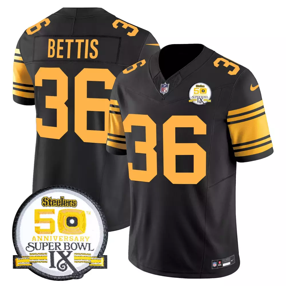 jerome bettis color rush mens pittsburgh steelers 50th anniversary of super bowl ix patch vapor limited jersey all stitc