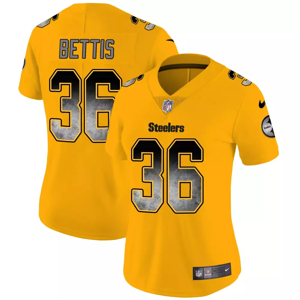 jerome bettis gold womens pittsburgh steelers 50th anniversary of super bowl ix patch vapor limited jersey all stitched