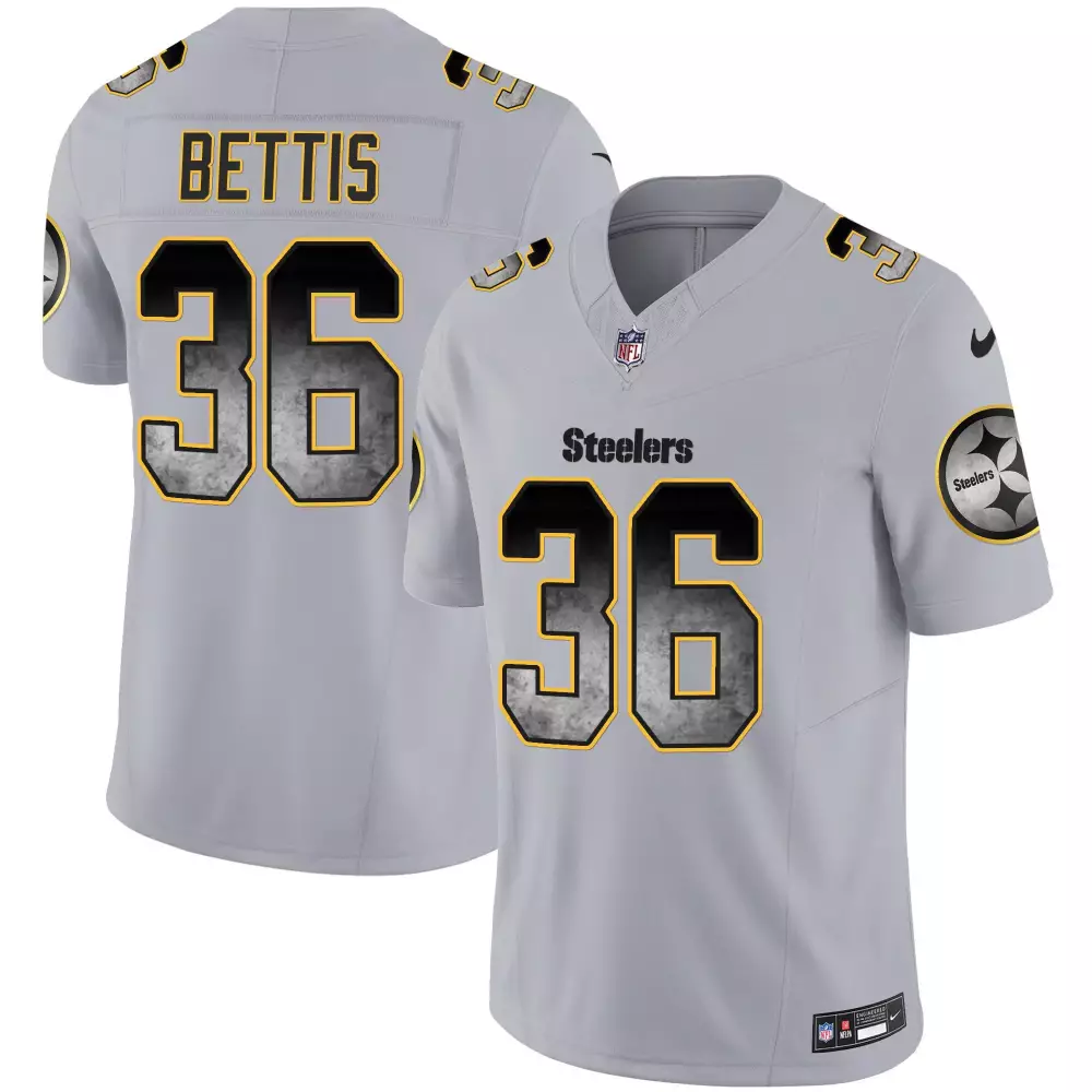 Jerome Bettis Gray Men's Pittsburgh Steelers Arch Smoke 50th Anniversary of Super Bowl IX Patch Vapor Limited Jersey | All Stitched | Fan Gear for Men, Women & Youth