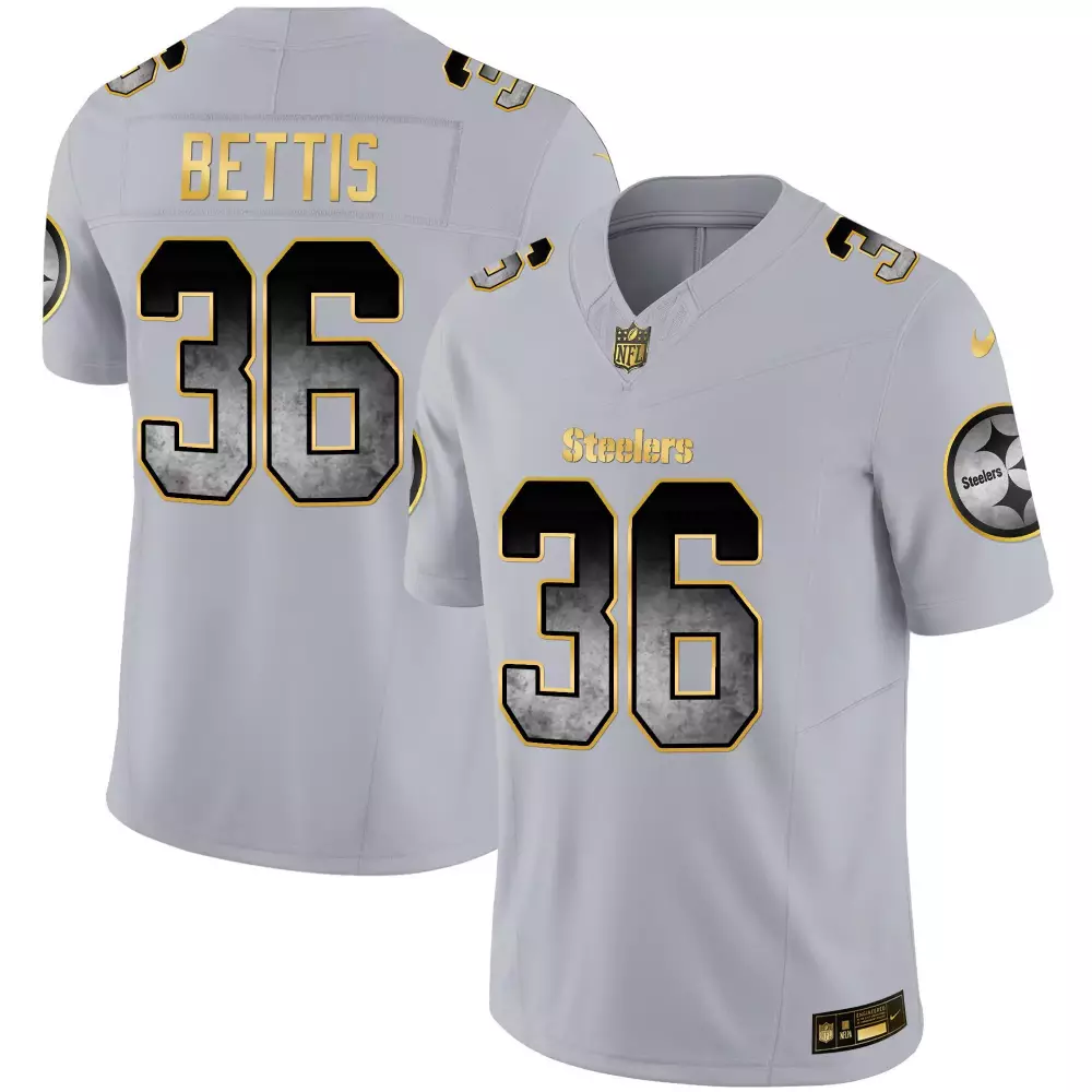 Jerome Bettis Gray Men's Pittsburgh Steelers Arch Smoke 50th Anniversary of Super Bowl IX Patch Vapor Limited Jersey | All Stitched | Fan Gear for Men, Women & Youth