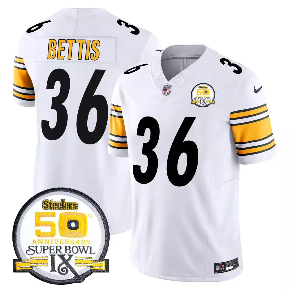 jerome bettis white mens pittsburgh steelers 50th anniversary of super bowl ix patch vapor limited jersey all stitched