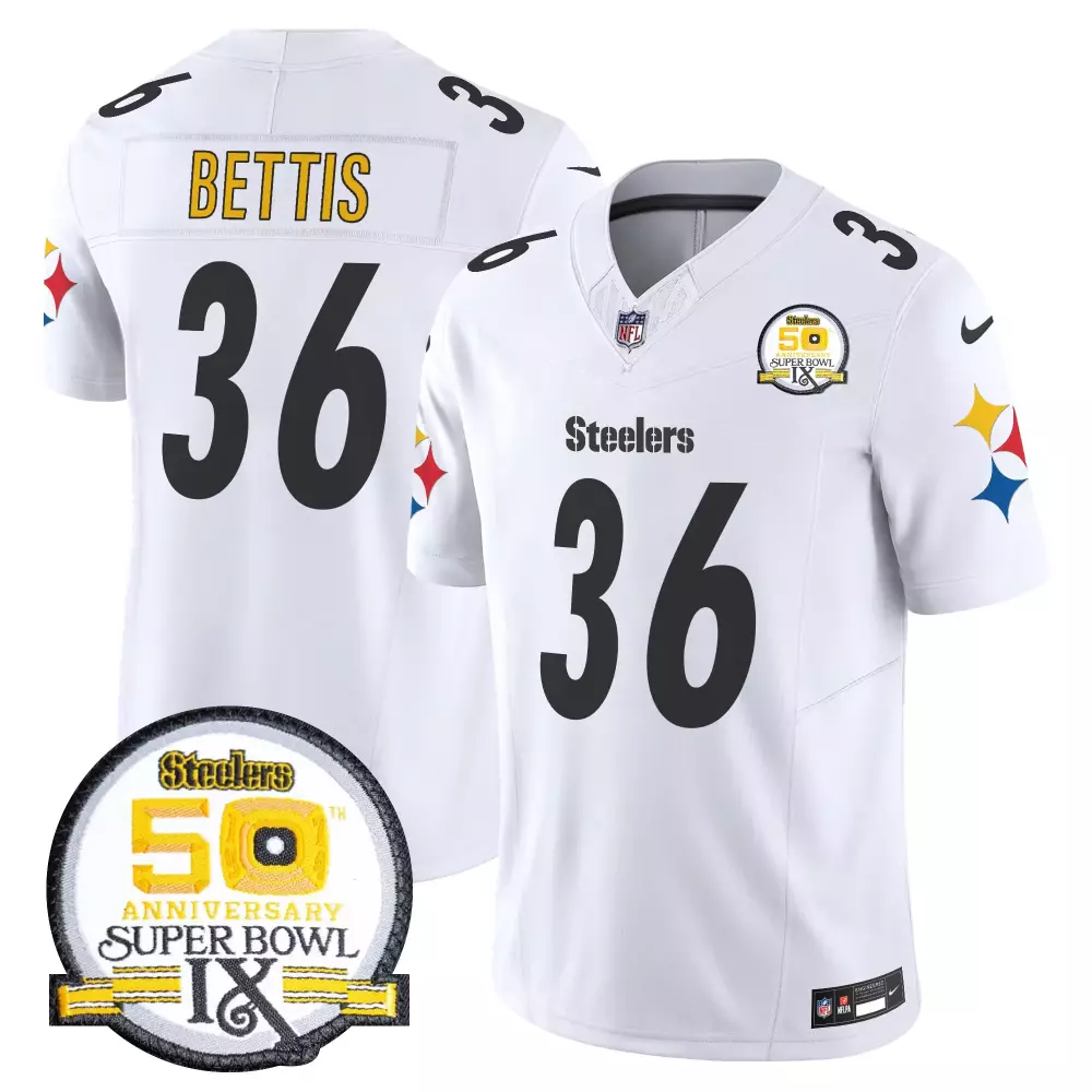 jerome bettis white mens pittsburgh steelers 50th anniversary of super bowl ix patch vapor limited jersey all stitched
