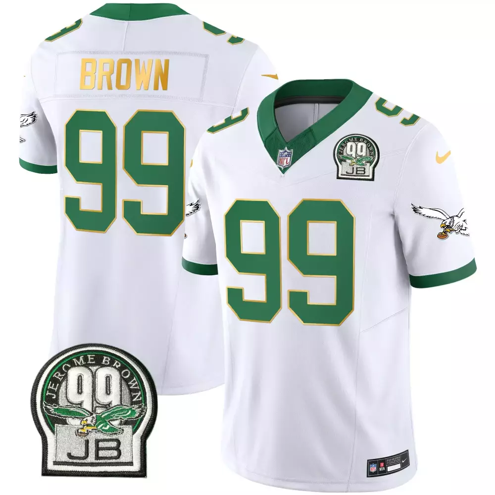 jerome brown kelly green mens philadelphia eagles jerome brown retired patch gold kelly jersey all stitched