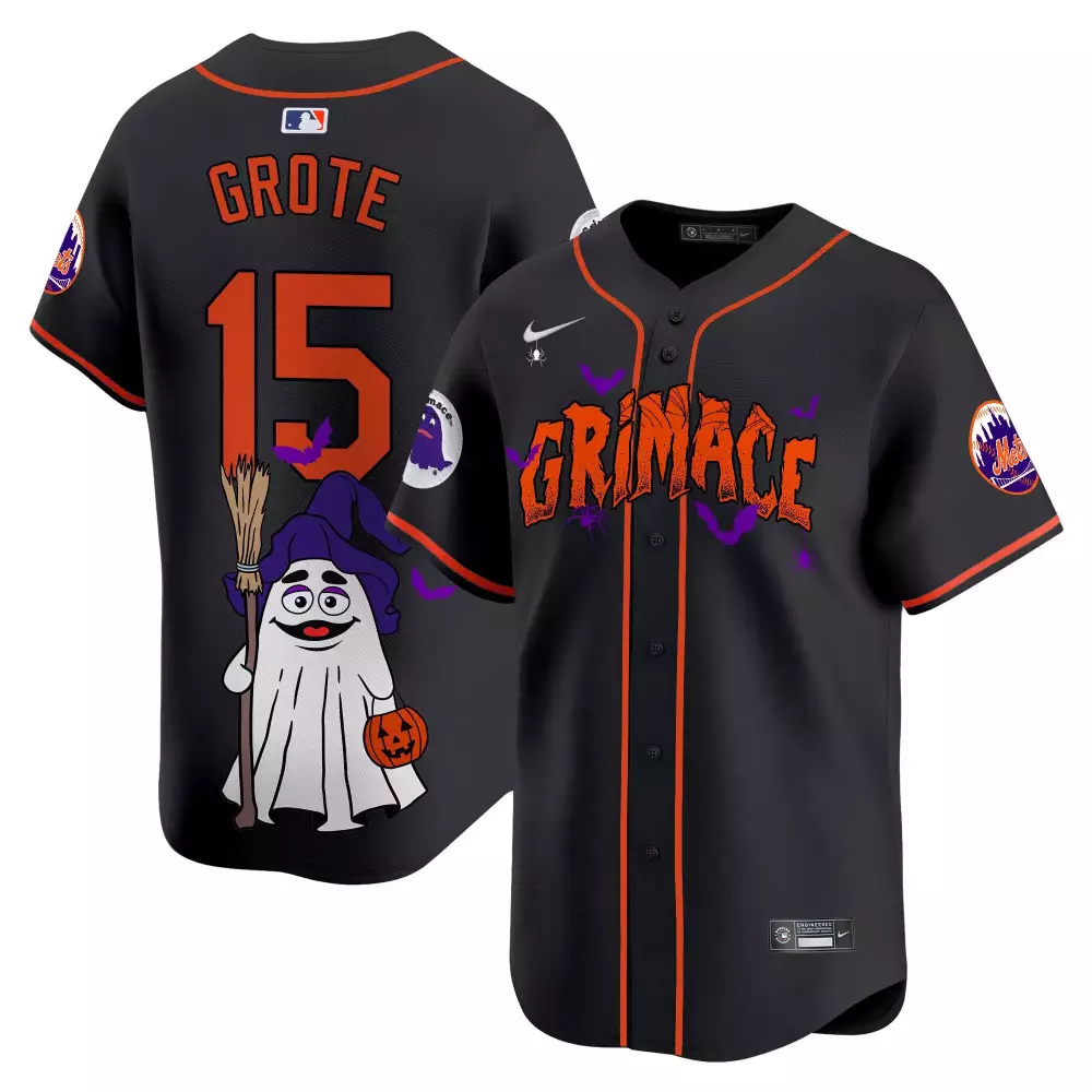 jerry grote black unisex new york mets grimace halloween vapor premier limited jersey printed