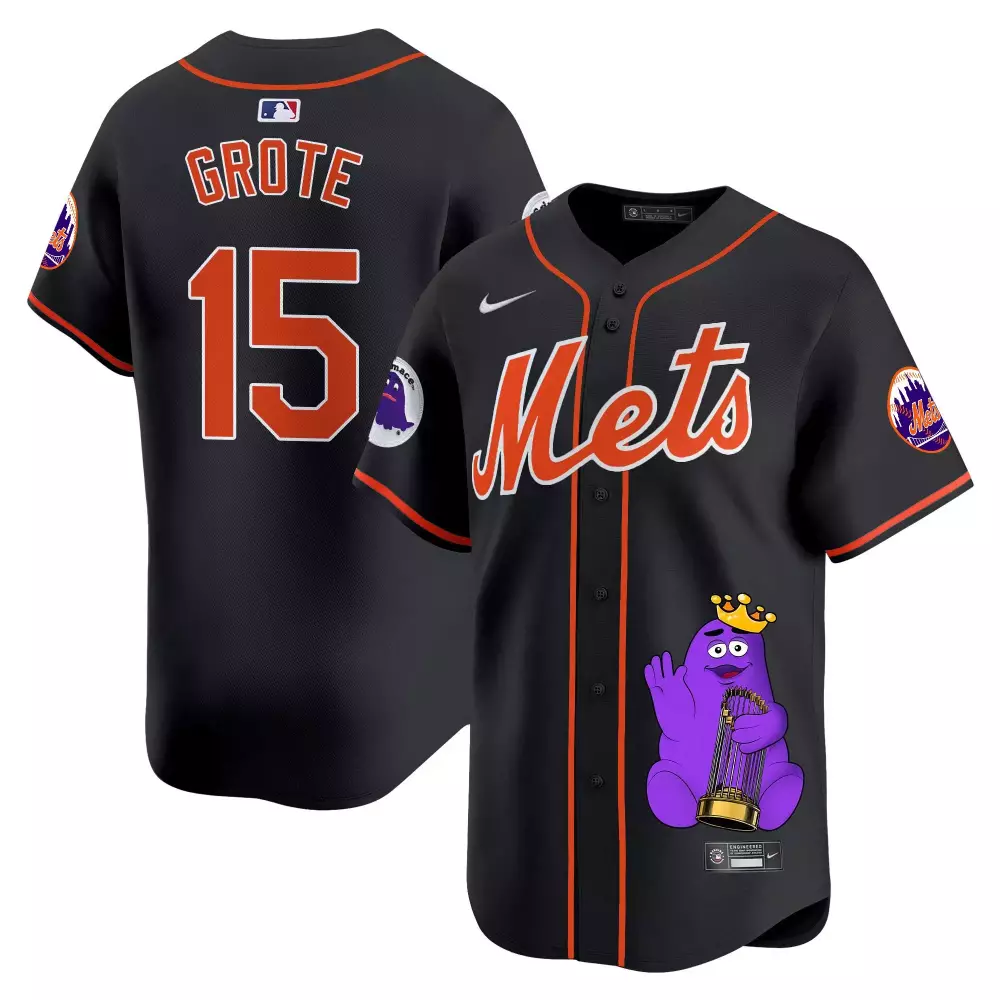 jerry grote black unisex new york mets grimace halloween vapor premier limited jersey printed
