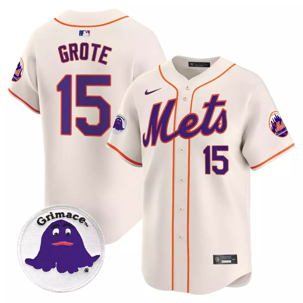 jerry grote cream mens new york mets grimace vapor premier limited jersey all stitched