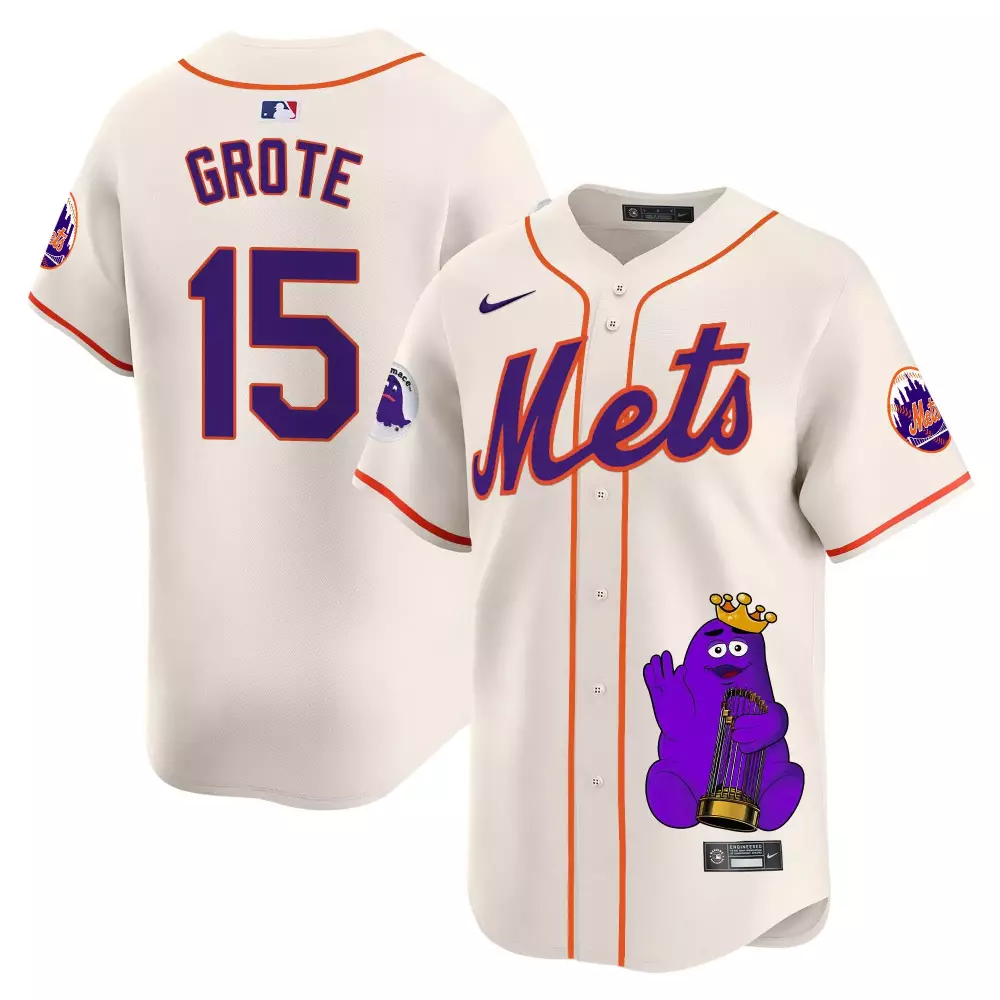 jerry grote cream mens new york mets grimace vapor premier limited jersey all stitched